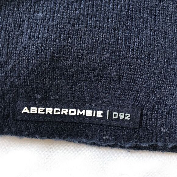 Abercrombie 092 Spellout Navy Blue Knit Beanie Stocking Hat Gym Issue OS OSFM - Picture 2 of 8